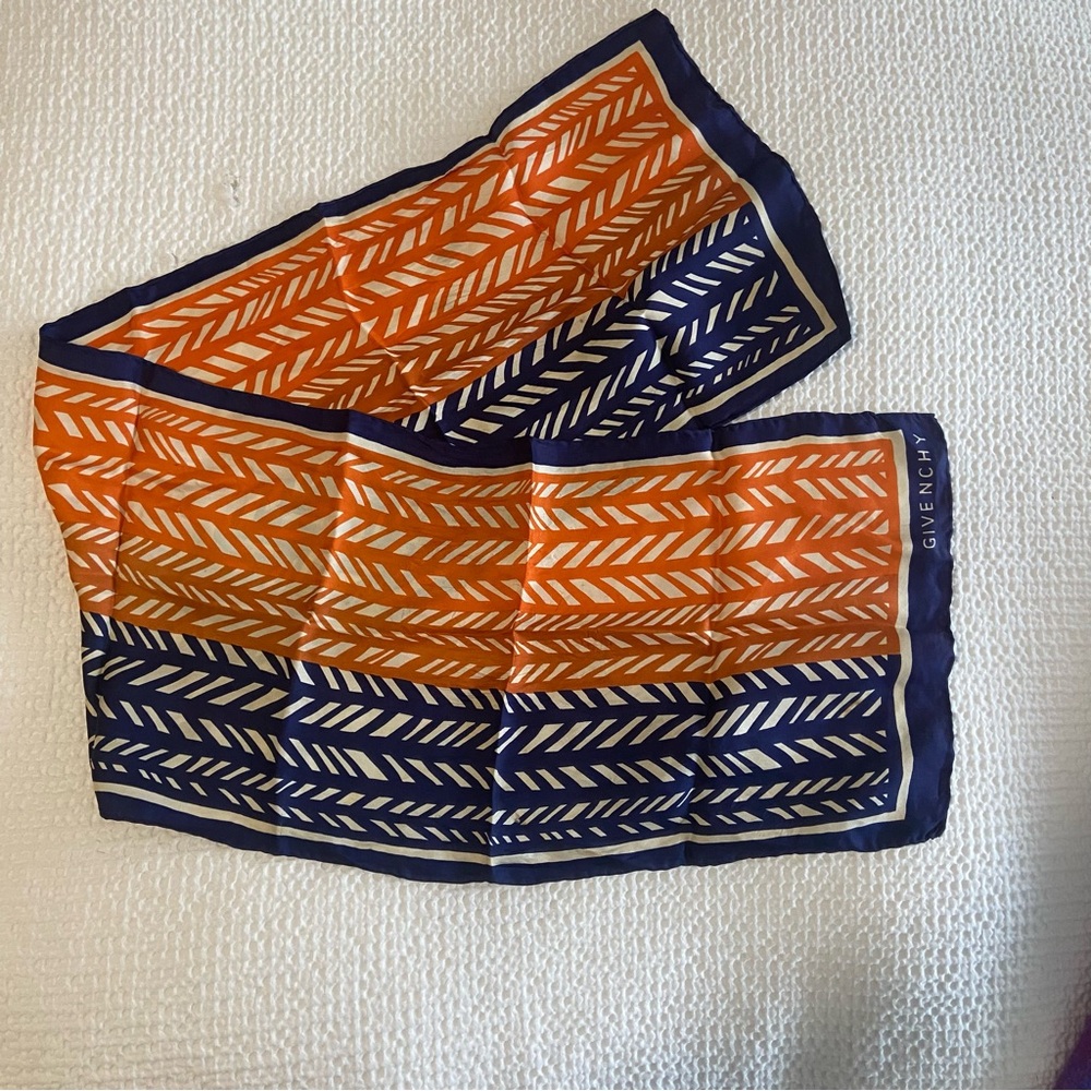 Givenchy Navy and Rust Patterned Scarf